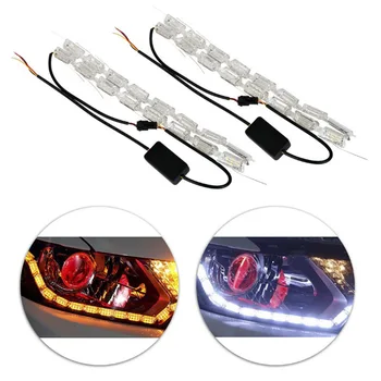 

Waterproof Car Flexible White Yellow Switchback LED Daytime Running Run Fire light Sequential Strip DRL Flow Turn Signal Lights