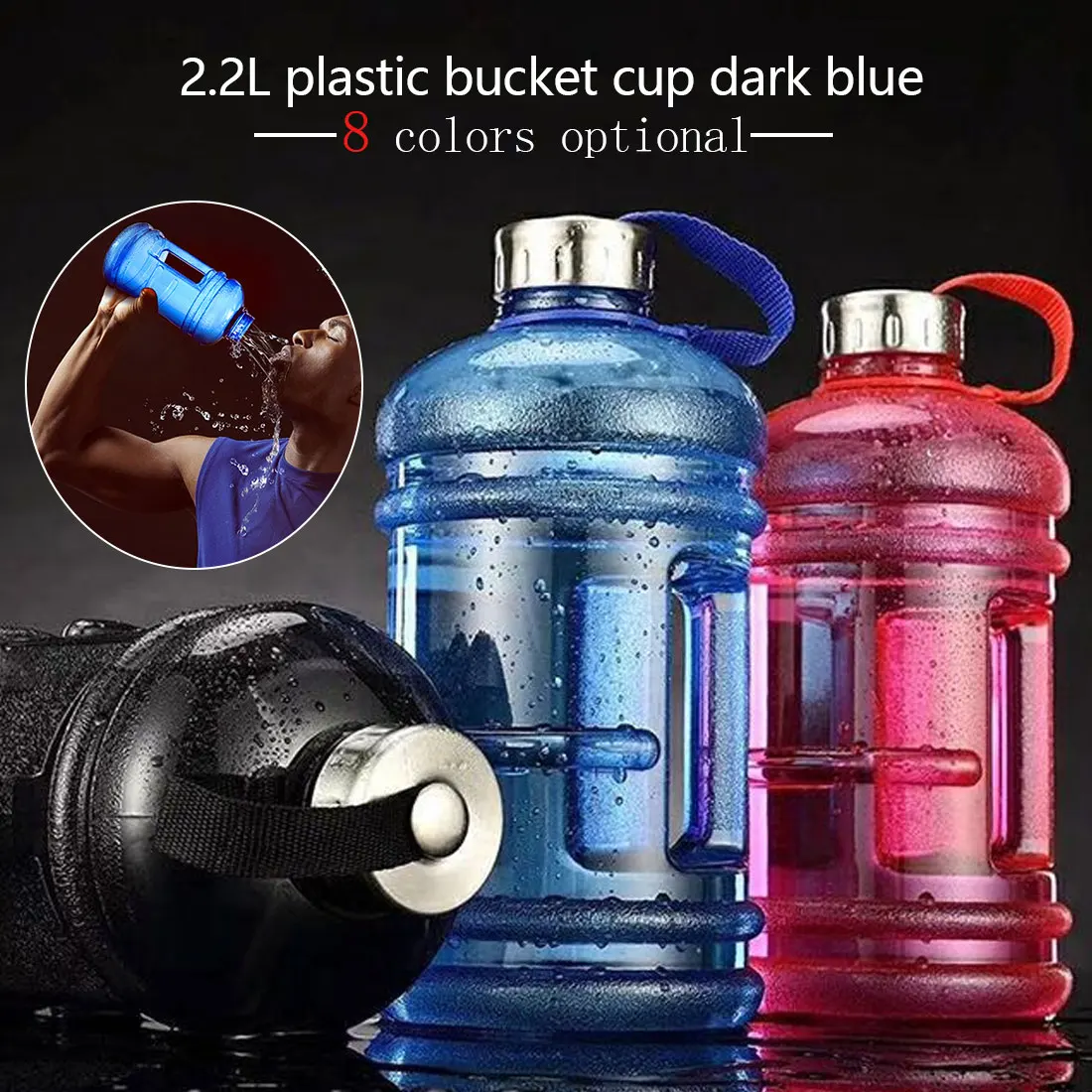 

Large 2.2L Capacity Water Bottle Outdoor Sports Gym Space Half Gallon Fitness Training Camping Running Workout botella de agua