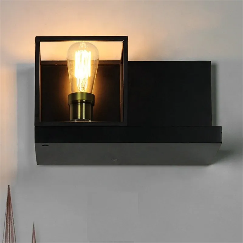Nordic Loft Style Industrial Vintage Wall Light Fixtures Iron Wood Antique Lamp Bedside E27 Bulb LED Wall Sconce Home Lighting