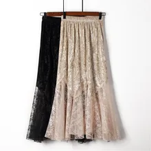 Gowyimmes осенне-зимняя Универсальная Женская юбка русалки на шнуровке бархатные юбки с высокой талией Женская длинная юбка миди верхняя одежда PD194