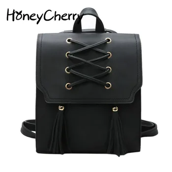 

The New women Tassel Shoulder Bag Student Ladies College Korean Wind All-match Large Capacity Backpack