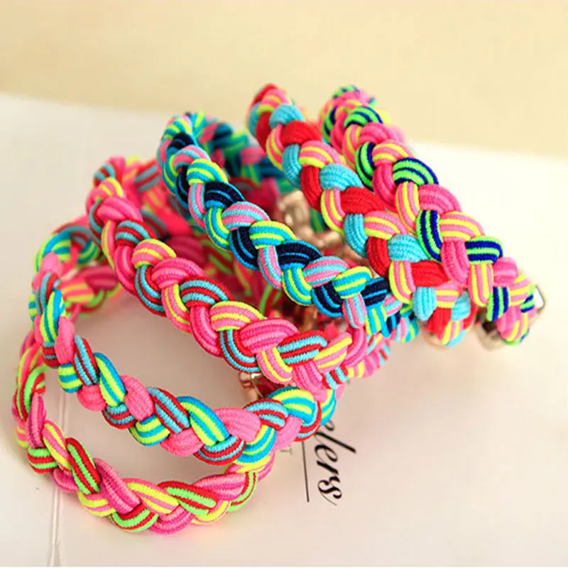 10Pcs Multicolor Scrunchy Girls Hair Accessories Gum Elastic Hair Bands Braiding Headband Elastic Ring Rubber Rope Hair Ties