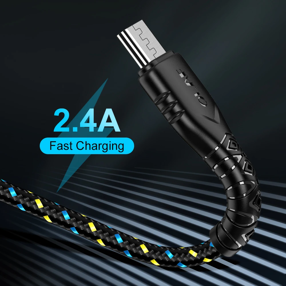 

OLAF 1m 2m Micro USB Cable 2.4A Nylon Fast Charge USB Data Cable for Samsung Xiaomi Tablet Android Mobile Phone USB Charging Cor