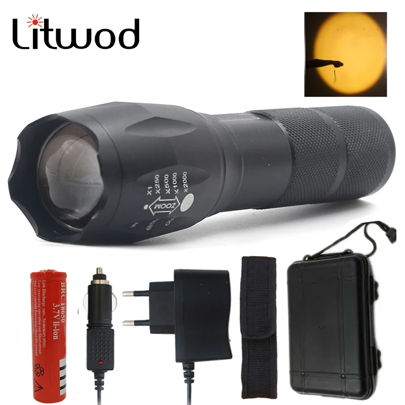 

Litwod Z20A100 led flashlight Yellow light torch lamp aluminum waterproof zoom led portable light for camping hunting