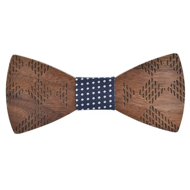 2018 high quality geometric carved wooden bow tie men women cool