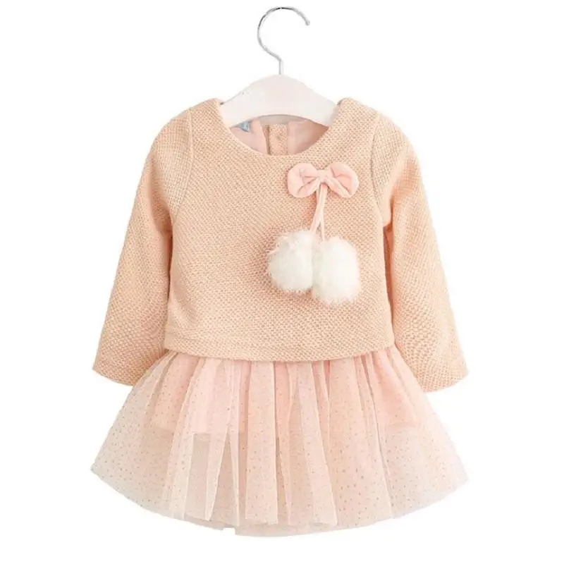 Autumn Winter Baby girl clothes Cute long sleeve Warm girl dress Kids