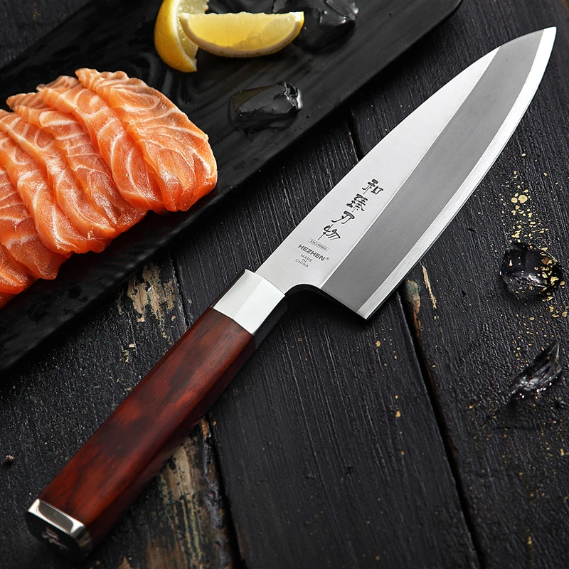 HEZHEN 180mm Deba Knife X9Cr18MoV Stainless Steel Cuisine Carving Tuna