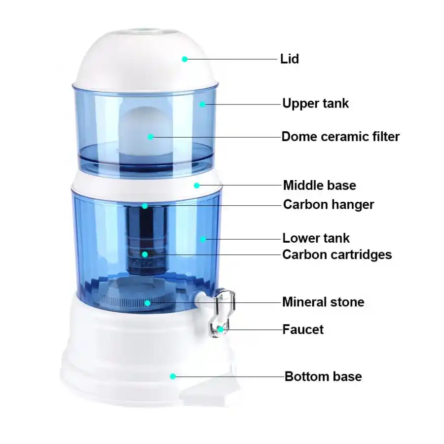 16l Water Purifier Ceramic Carbon Mineral Purify Filter Dispenser