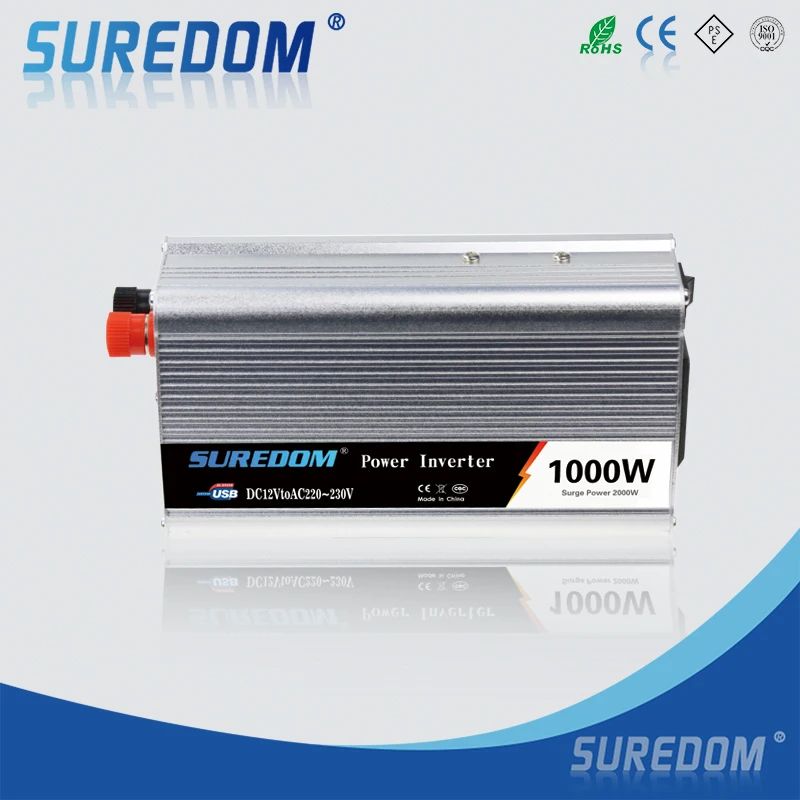 SUREDOM 12 В 220 1000 Вт пиковая мощность 2000 автомобильный инвертор портативный для