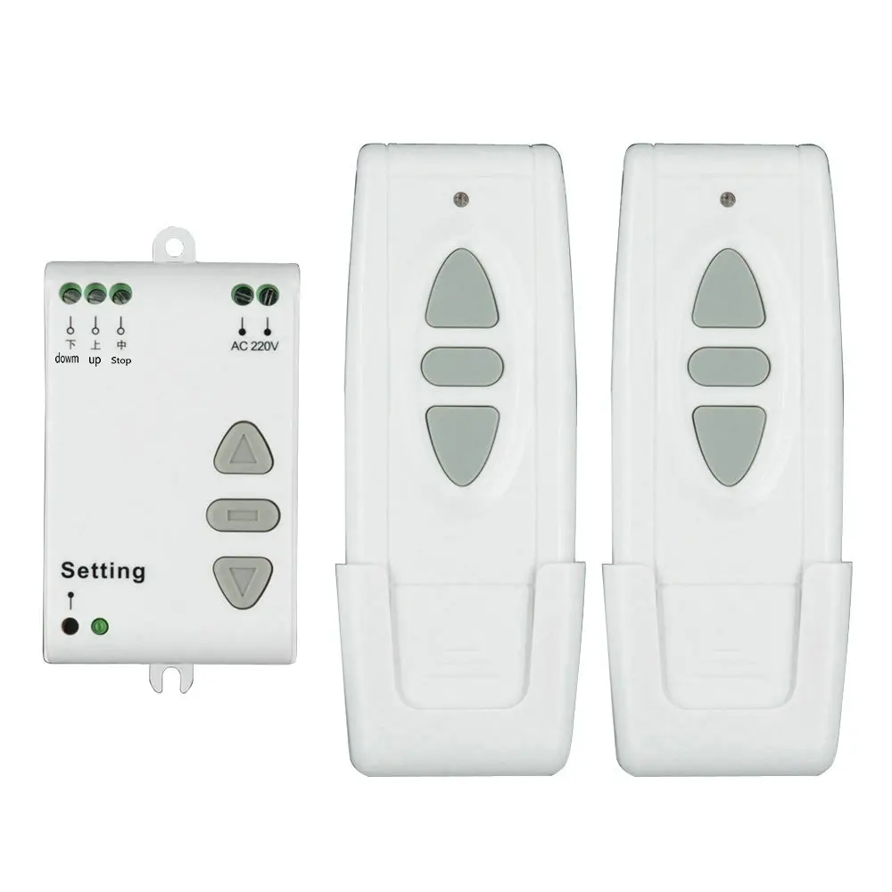 

AC 220V Motor Wireless Remote Control Switch UP Down Stop Tubular Motor Controller Forward Reverse Latched + 2 Transmitters