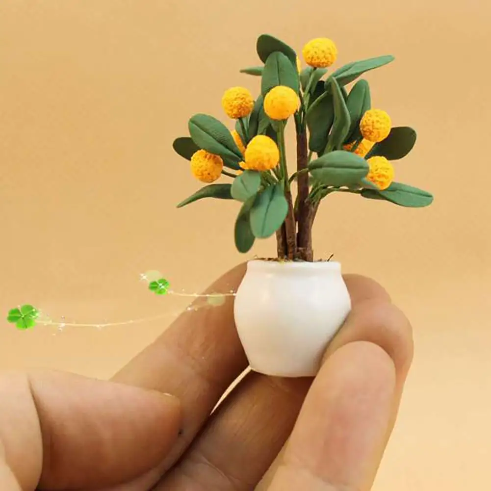 

Eco-friendly Artificial Clay Fruit Orange Tree Model Bonsai Ceramic Pot 1/12 Mini Doll House Decor 5cm