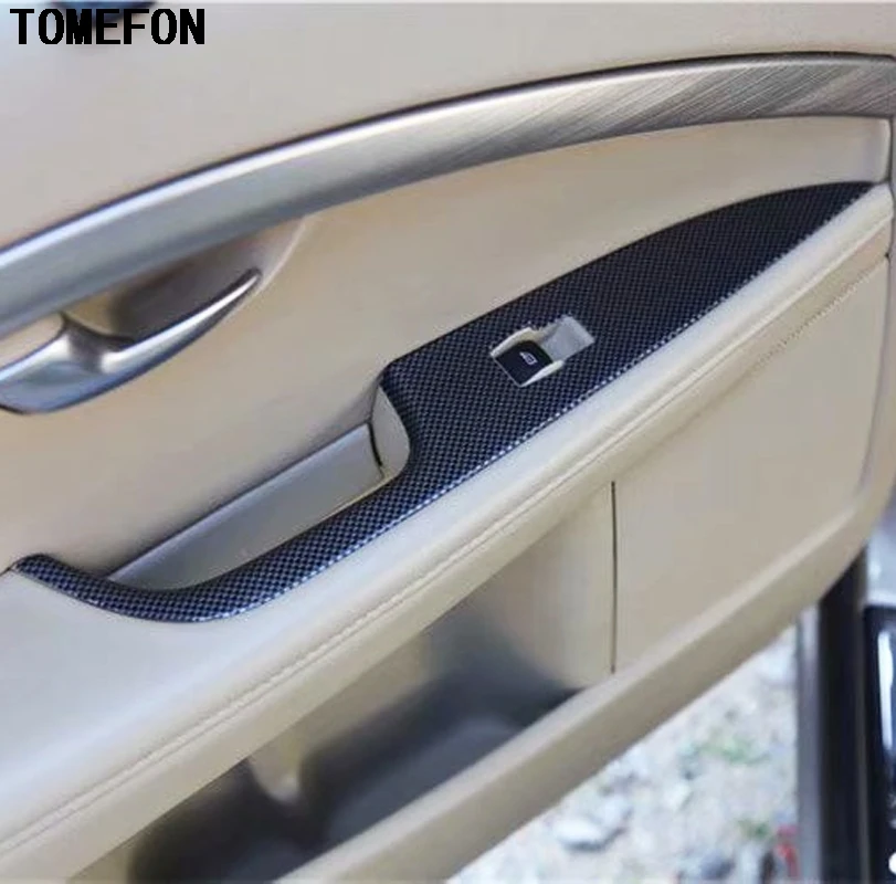 TOMEFON ABS углеродное волокно краска для Volvo S80 2009 до 2011 интерьер спереди вентиляционное отверстие переключения передач переключатель окна панель Стайлинг отделка