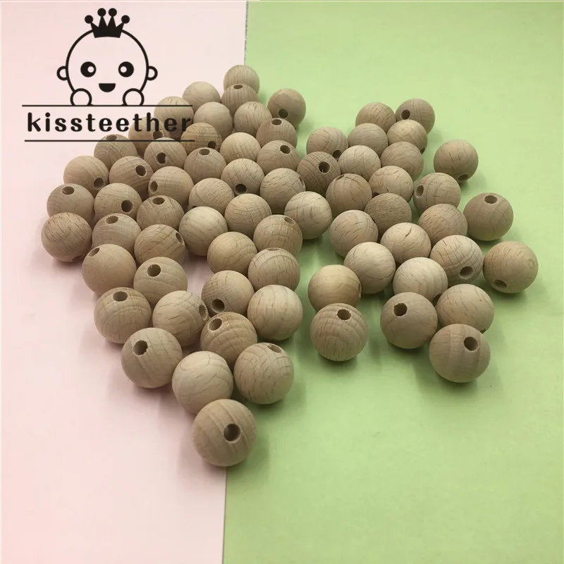 Beech Wooden Chewable 10-20mm Round Beads Ecofriendly DIY Craft Jewelry Accessories Baby Teether teething toys baby teething toys