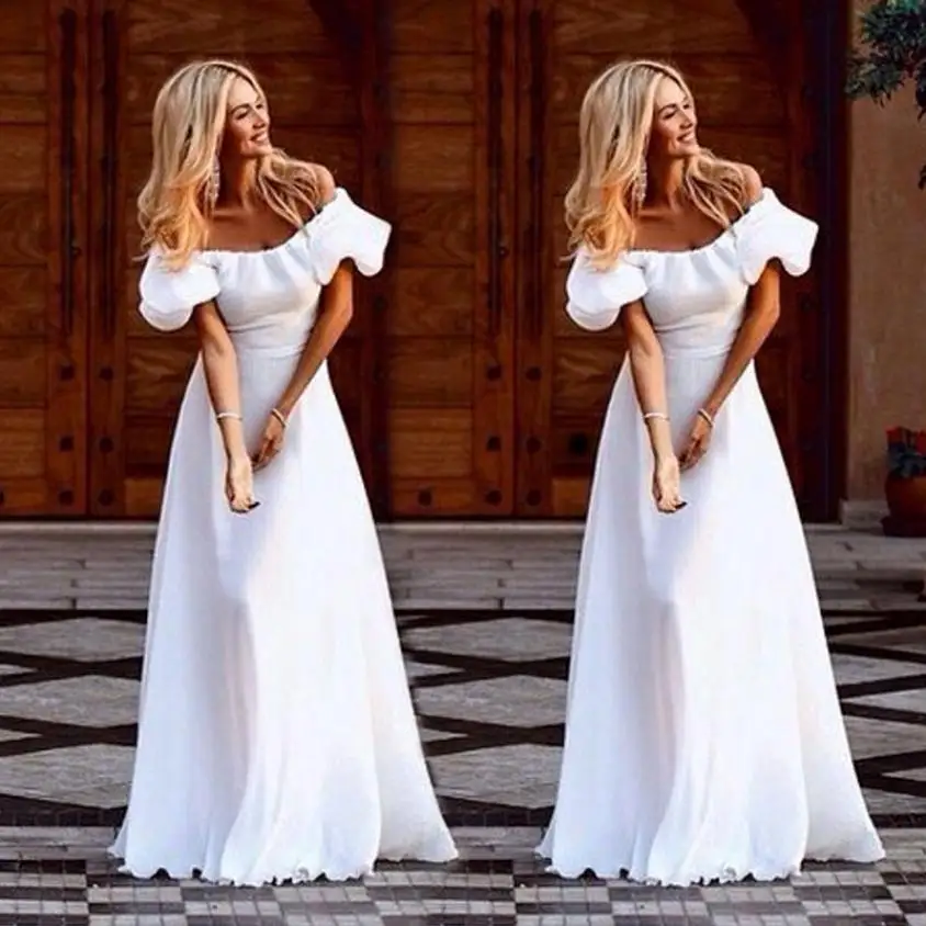 

mokingtop 2017 fashion Butterfly Sleeve Slash neck vestido Women Maxi Boho Floral Summer Beach Long Evening Party Dress