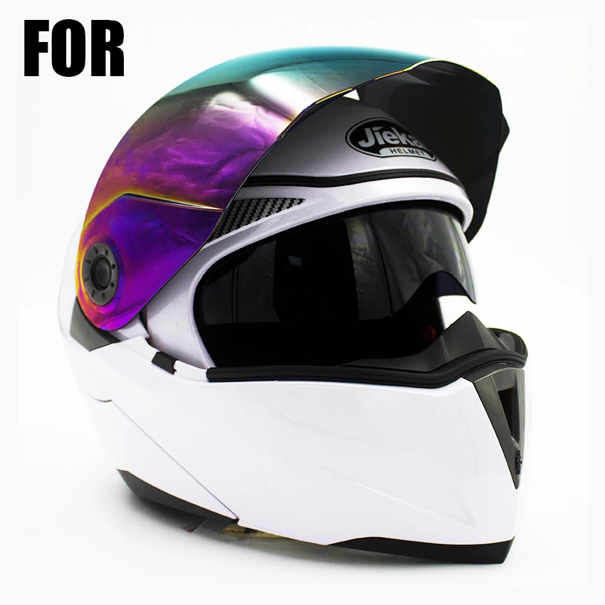 JIEKAI 105 мотоциклетный шлем козырек полное лицо мотоциклетный шлем очки прозрачные черные Серебряные многоцветные линзы