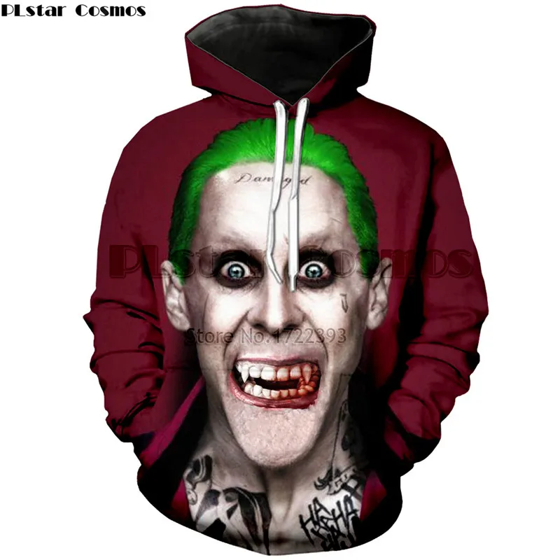 New Unisex Suicide Squad Joker Clown 3D Print Hoodies Sweatshirt Pullover S-5XL