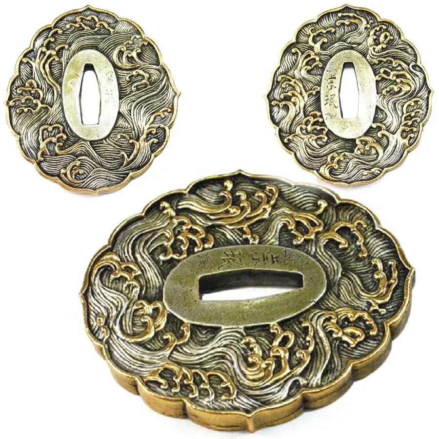 

TD053 SAMURAI KATANA SWORD GUARD SUNFLOWER WAVE TSUBA KATANA ATIQUE KATANA PARTS COPPER ACCESSORY