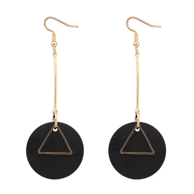 1Pair Retail European Style Elegant Simple Triangle Ring Wood Earrings Female handmade jewelry Drop shipping EH014