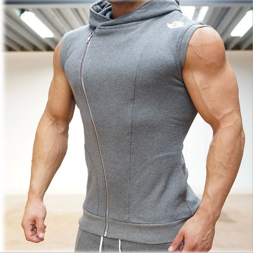 Mens Gym Shark Hoodies Sleeveless Hooded Bodybuilding Fitness Vest Hoodie Sweatshirts Gym Tops Masculina Hombre Muscle Sportwear (11)