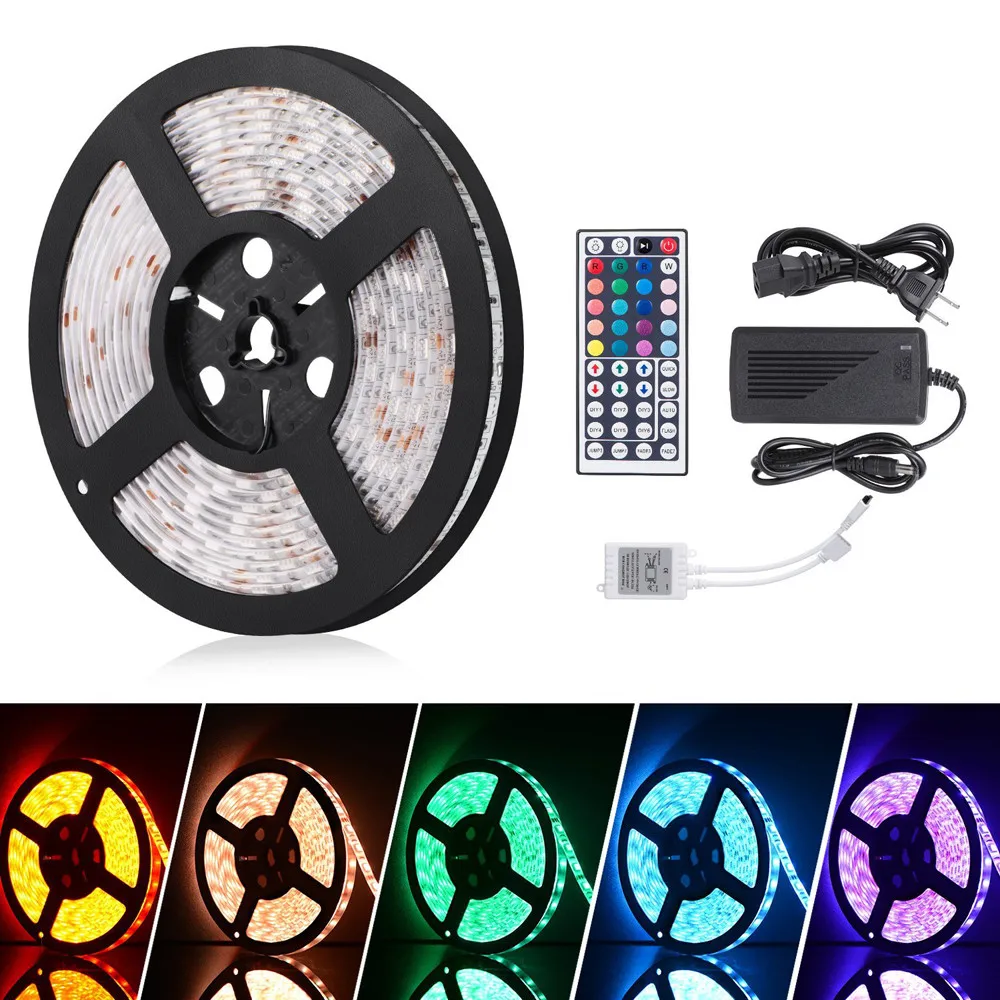 

String Light StripSun LED Strip Lights SMD 5050 Waterproof 16.4ft 5M 300leds RGB Color LED 5A Lights garland Outdoor Home #3.5
