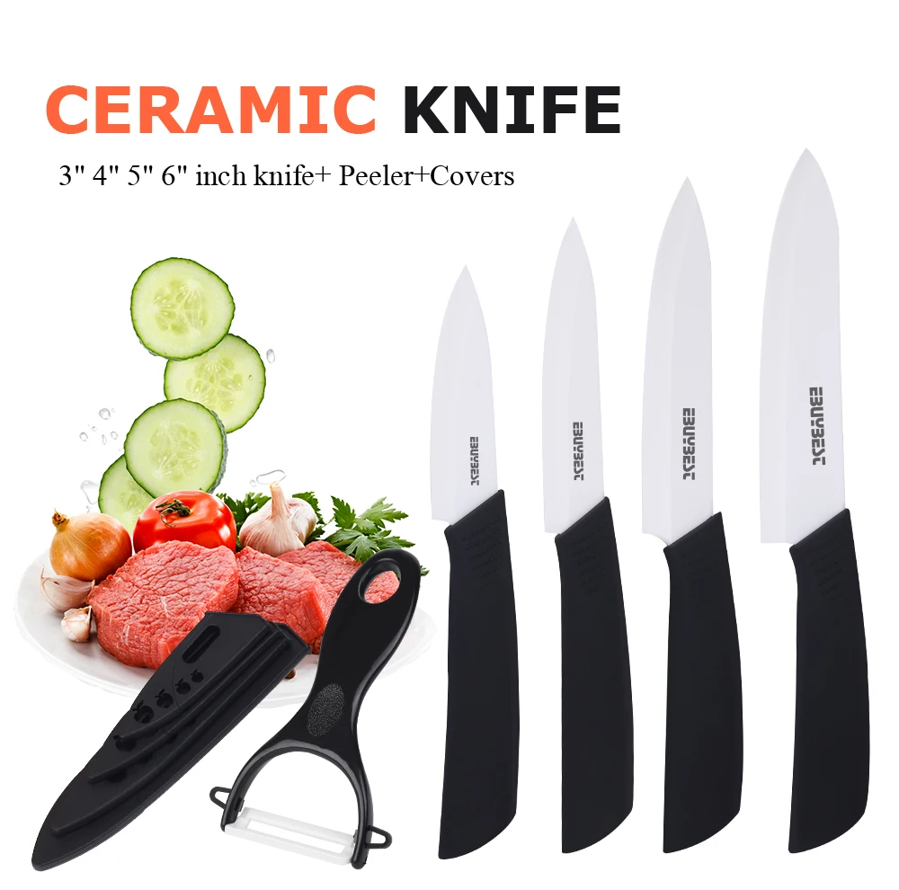 ЦИРКОНИЕВЫЕ Керамические ножи " для очистки овощей 4" для нарезки " для овощей 6" поварской нож+ Овощечистка набор кухонных ножей с белым лезвием