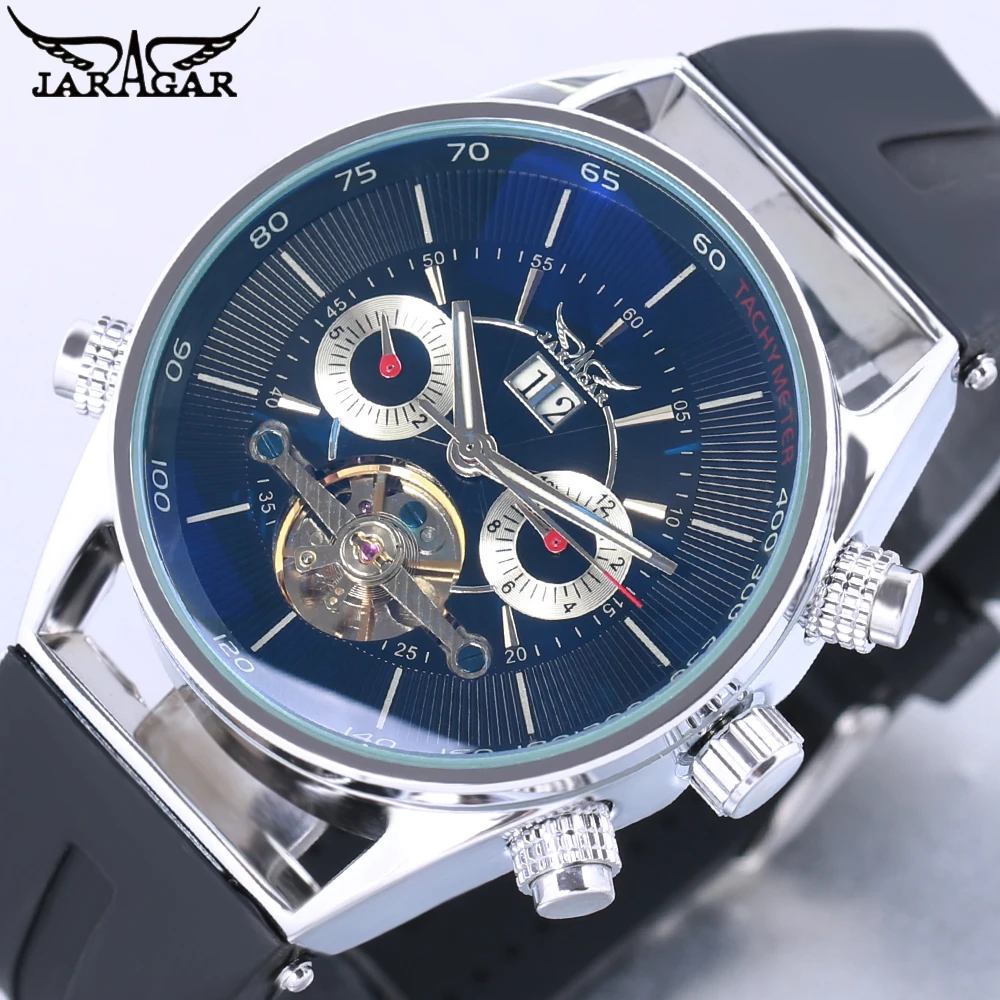 JARAGAR Brand Classic Business Mechanical Watch Men Luxury Tourbillon Automatic Watches Rubber Band Auto-Calendar Wristwatches JARAGAR Brand Classic Business Mechanical Watch Men Luxury Tourbillon Automatic Watches Rubber Band Auto-Calendar Wristwatches
