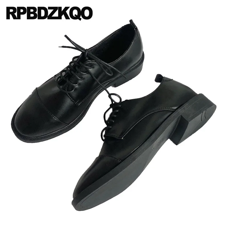 

lace up size 35 japanese china patent leather designer round toe chinese retro factory direct vintage women oxfords shoes black