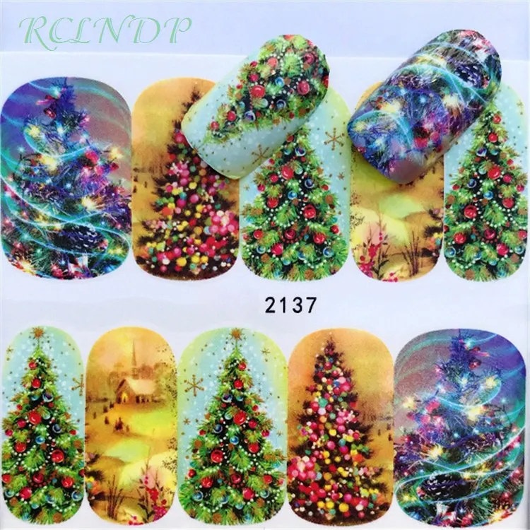

Nail sticker art decoration slider christmas tree adhesive design Water Transfer decals manicure lacquer accessoires polish foil