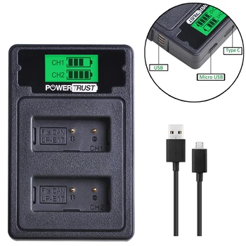 

LP-E17 LPE17 LCD USB Dual Charger With USB Cable&Type C Port For Canon EOS 200D M3 M6 750D 760D T6i T6s 800D 8000D Kiss X8i