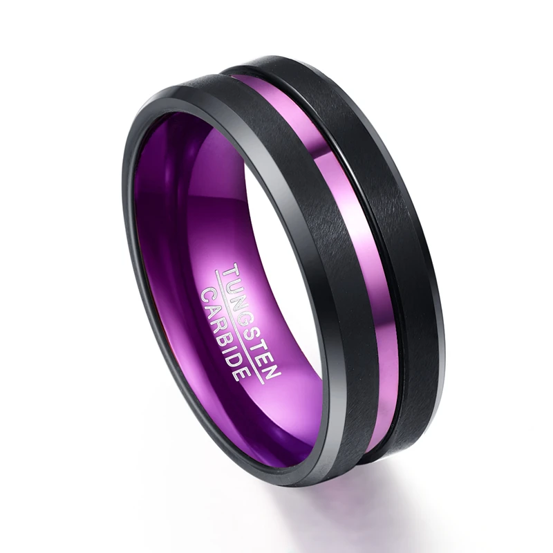 Фиолетовое внутреннее кольцо, вечерние кольца, мужские кольца из карбида вольфрама, Anillos para hombres, мужские Модные ювелирные изделия - Цвет основного камня: T061R