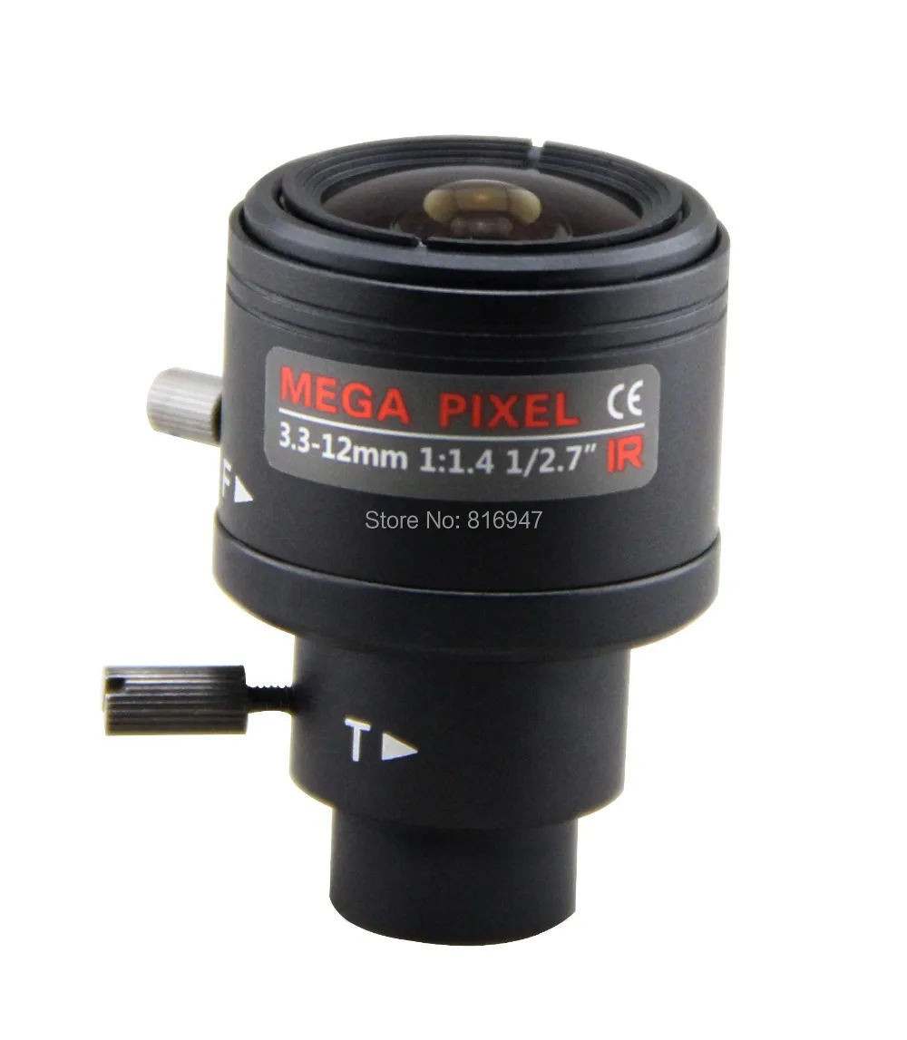 cctv 3.3 12mm Fixed iris lens for ip cameras, 2 mega pixel 1/2.7" f1.4