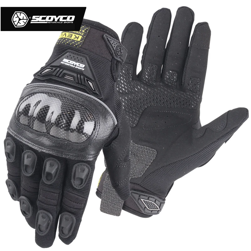 motorcycle gloves Scoyco carbon fiber shell protective gear motocross