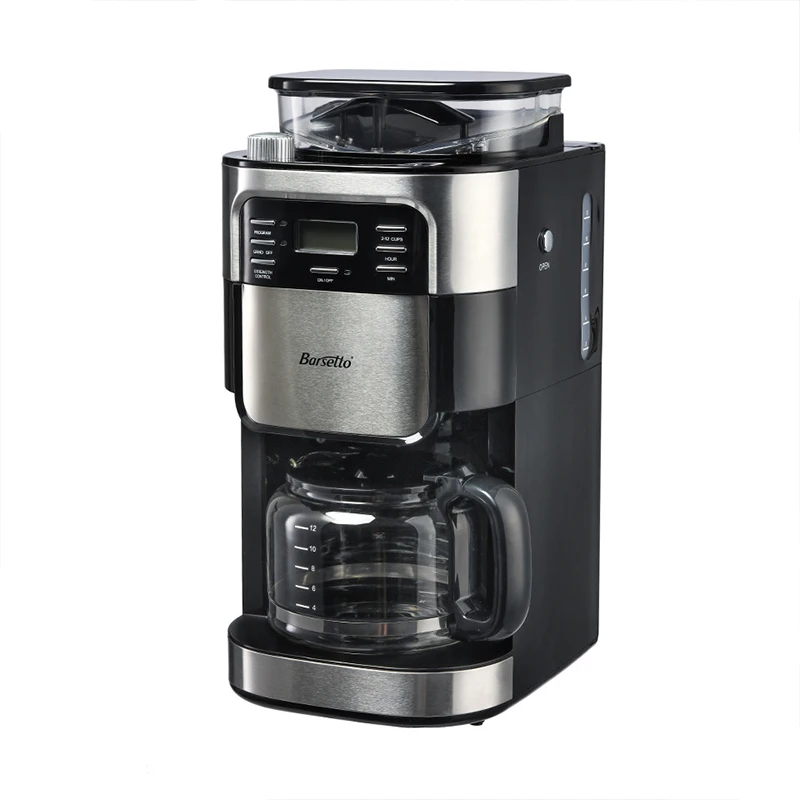 

BARSETTO Household Automatic Coffee Machine Bean Flour Grinding Coffee Maker-EU Plug wire drawing surface with wonderful
