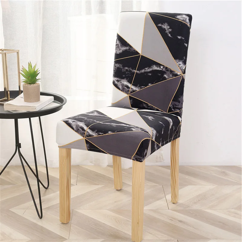 Dining Chair Cover Spandex Universal Printed Kitchen Removable Seat Cover for Banquet Restaurant Party Chair Slipcover 1PC - Цвет: Stone