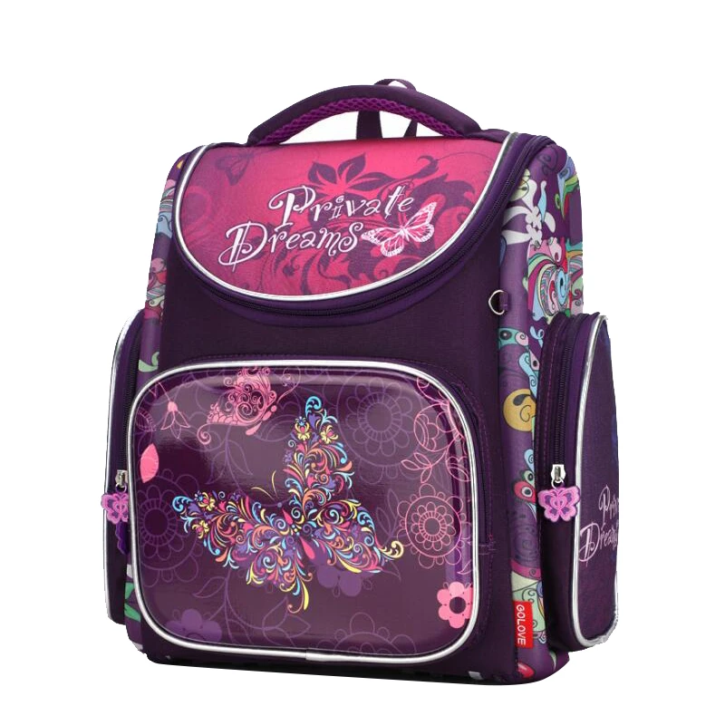 Фиолетовая бабочка школьный портфель с рисунком Большой Ёмкость рюкзак первоклассника рюкзак из нейлона водонепроницаемый цветы