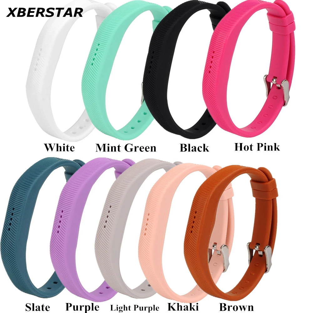 Silicone Wrist Sports Strap Holder Bands for Fitbit Flex 2 w/Classic Buckle