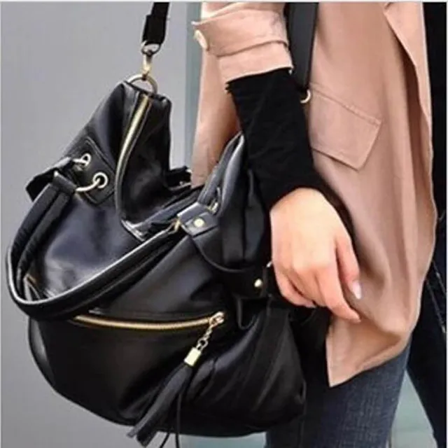 Large Women Bag Black Tassel Chain Shoulder Tote High Large Women Bag Black Tassel Chain Shoulder Tote High Quality Pu Leather Handbags Famous