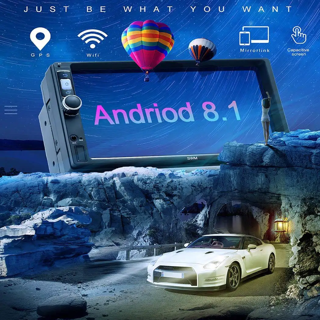

GPS WIFI Bluetooth Car MP5 Player 2 Din Android 8.1 7" Touch Screen Dual USB FM Radio Car Music Stereo Multimedia Video Player