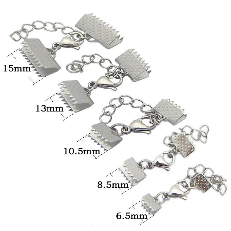 

10pcs/lot Gold Color Stainless Steel Textured End Caps Crimp Clasps Fit Flat Leather Cord DIY Bracelet Necklace Jewelry Findings