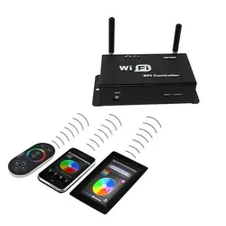 DC5-24V РФ светодиодный контроллер Wi-Fi, rgb газа контроллер для Android или IOS Системы мобильный телефон, с сенсорной панелью дистанционного