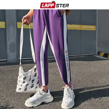 

LAPPSTER Men Hip Hop Embroidery Joggers Pants 2020 Man Korean Fashion Color Block Sweatpants Couple Funny Cat Trousers Plus Size
