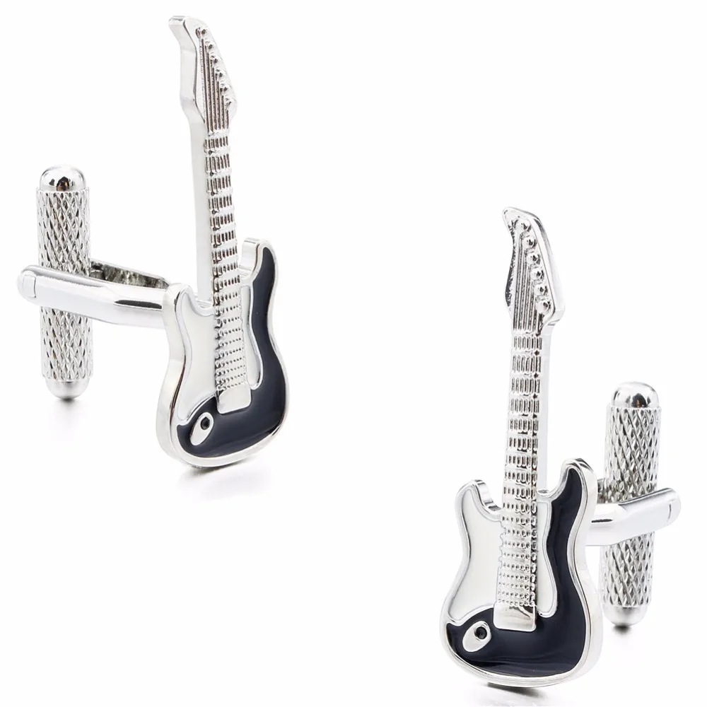 

HAWSON Fashionable & Personalized Cufflinks Electric Guitar / Amp Enamel Black & White Cuff Links for French Cuffs/Shirts Gift