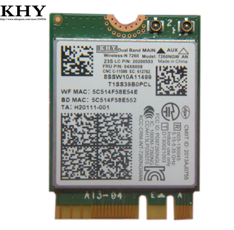 Оригинальный двухдиапазонный 7260NGW Bluetooth 4 0 для Thinkpad L440 L540 X240 X230s t440 T440S T440P T540P W540 X1