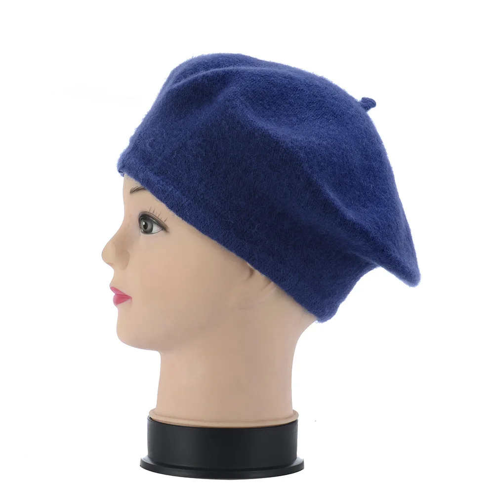 Дешевые модные новые женские шерстяные одноцветные береты, женская шапка, зимняя универсальная теплая прогулочная шапка, 19 цветов