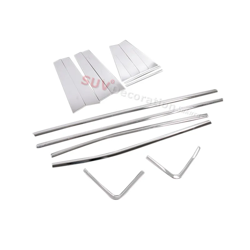 

for Jeep Compass Second Generation 2017 2018 Stainless Steel Bottom Window Sill & Middle Pillars Guard Cover Trim 14pcs