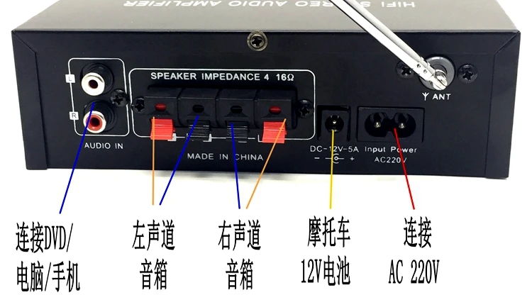Усилитель мощности 12 Батарея/220 В домашнее поле Bluetooth USB карта один цикл, усилитель высокой мощности