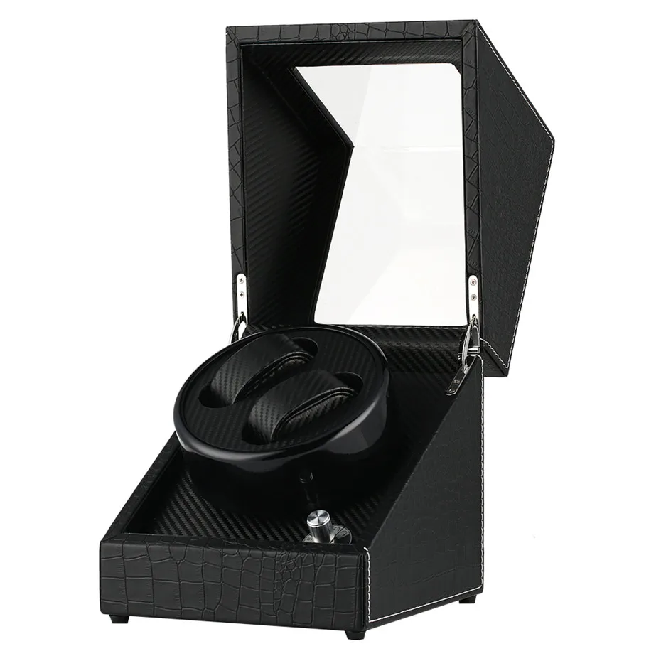 

Black Automatic Watch Winder US/UK/AU/EU Plug Adapter Mechanical Self Winding Box Double Motor Shaker Holders New Arrival 2019