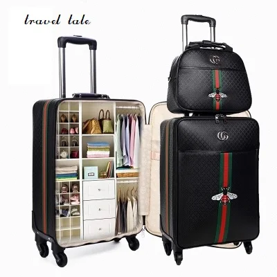 

Travel tale fashion 16/20/24 size 100%PU Rolling Luggage Spinner brand Travel Suitcase