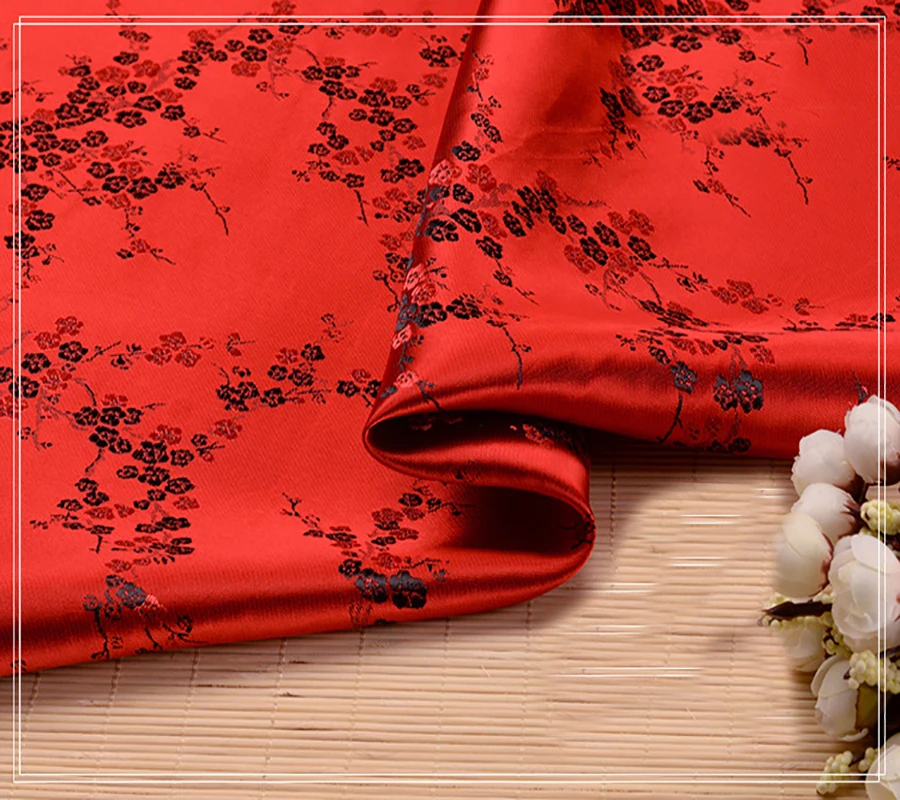 

Plum Blossom style Brocade Fabric Damask Jacquard Apparel Costume Upholstery Furnishing Curtain DIY Clothing Material BY meter