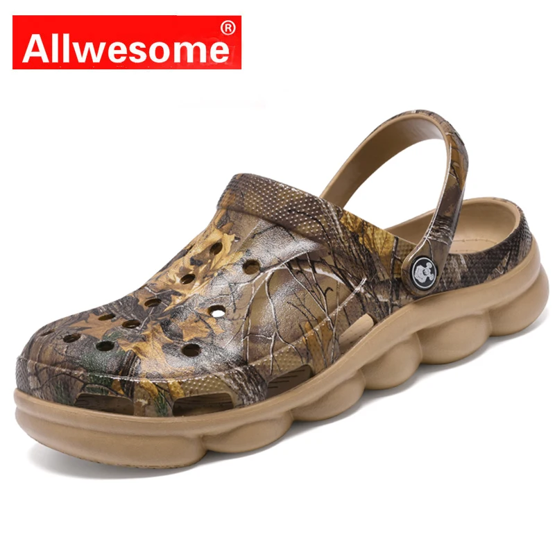 Allwesome Croc Shoes Men Summer Jelly Sandals Platform Massage Camouflage Flip Flops Garden Clogs Buty Crocsnessinglys 2019